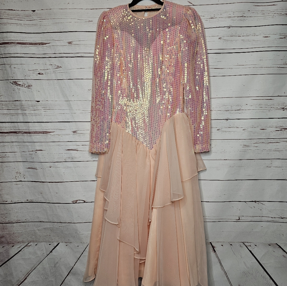 Vintage Sylvia Ann Sequin Elegant Evening Dress